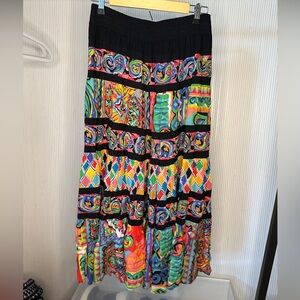 Colorful vintage skirt with unique pattern long skirt